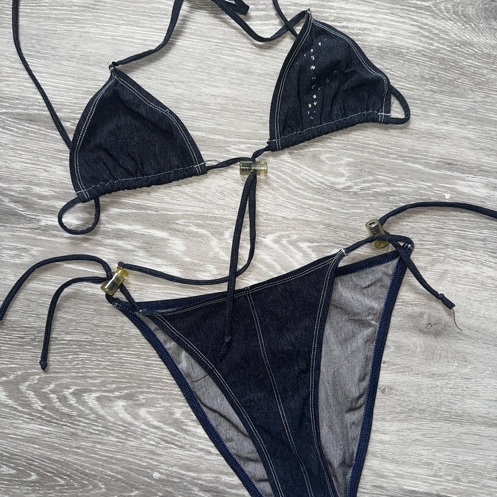 Jean Triangle Bikini Set